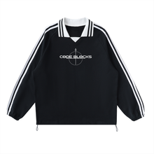 Load image into Gallery viewer, Contrast Striped Lapel Collar Sweatshirt

