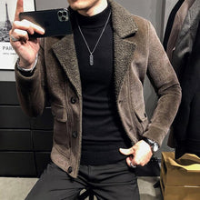 Load image into Gallery viewer, Windbreaker Men's short style woolen coat autumn/winter Korean trim woolen coat men's jacket
