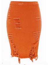 Load image into Gallery viewer, Ripped Denim Skirt H9MZ8QTDKN
