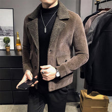 Load image into Gallery viewer, Windbreaker Men's short style woolen coat autumn/winter Korean trim woolen coat men's jacket
