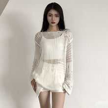 Load image into Gallery viewer, Hollow Out Knitting Sweaters For Women Round Neck Long Sleeve Casual Solid Loose Pullover Sweater Female Fashion
