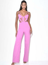 Load image into Gallery viewer, Pink suspender high waist wide leg pants jumpsuit high street sexy banquet party jumpsuit
