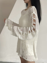 Load image into Gallery viewer, Hollow Out Knitting Sweaters For Women Round Neck Long Sleeve Casual Solid Loose Pullover Sweater Female Fashion
