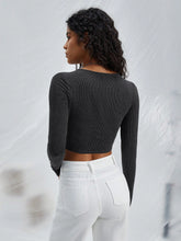 Load image into Gallery viewer, Hollow irregular round neck knitted long sleeved T-shirt fashion top
