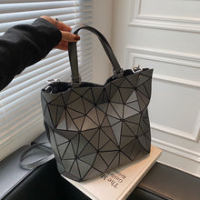 Load image into Gallery viewer, New internet celebrity fashion stitching geometric rhombus handbag texture large capacity shoulder tote bag

