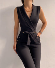 Load image into Gallery viewer, Button up V-neck sleeveless slim fit jumpsuit
