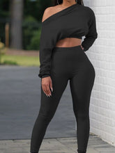Load image into Gallery viewer, Solid Color Long sleeved T-shirt Tight Two Piece Set HEDVBSF8F5
