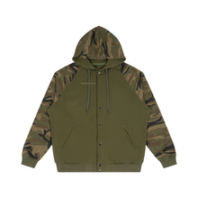 Load image into Gallery viewer, Unisex Camo-Splice Raglan Zip Hoodie
