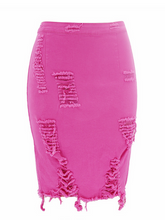 Load image into Gallery viewer, Ripped Denim Skirt H9MZ8QTDKN
