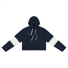 Load image into Gallery viewer, Women’s Cropped Lace-Panel Hoodie
