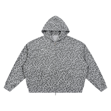 Load image into Gallery viewer, Unisex Leopard Print Waffle Full Zip Hoodie
