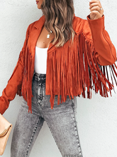 Load image into Gallery viewer, Solid Color Temperament Lapel Tassel Cropped Jacket HW5Z3AMTBU
