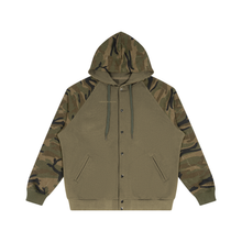 Load image into Gallery viewer, Unisex Camo-Splice Raglan Zip Hoodie
