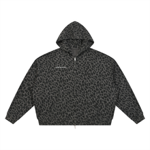 Load image into Gallery viewer, Unisex Leopard Print Waffle Full Zip Hoodie

