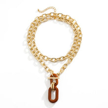 Load image into Gallery viewer, Geometric Chain Double Layer Necklace HEDTT5DEYE
