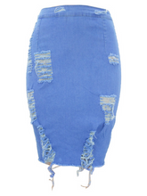 Load image into Gallery viewer, Ripped Denim Skirt H9MZ8QTDKN
