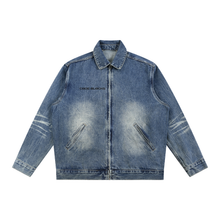 Load image into Gallery viewer, Vintage Wash Zip Up Denim Jacket
