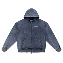 Load image into Gallery viewer, Snow Wash Oversized Zip-Up Hoodie
