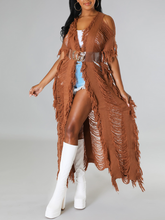 Load image into Gallery viewer, Solid Color Fringe Knit Cardigan
 HW5C442U26
