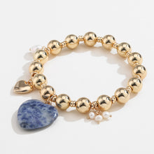 Load image into Gallery viewer, Natural Stone Gold-Plated Heart Bracelet
