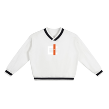 Load image into Gallery viewer, V-Neck Contrast Collar Boxy Sweatshirt
