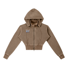Load image into Gallery viewer, Vintage Washed Cropped Fleece Hoodie
