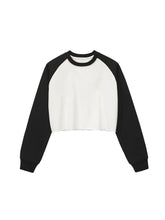 Load image into Gallery viewer, Raw-Hem Color-Block Raglan Crop Sweatshirt
