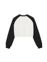 Load image into Gallery viewer, Raw-Hem Color-Block Raglan Crop Sweatshirt
