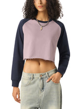 Load image into Gallery viewer, Raw-Hem Color-Block Raglan Crop Sweatshirt
