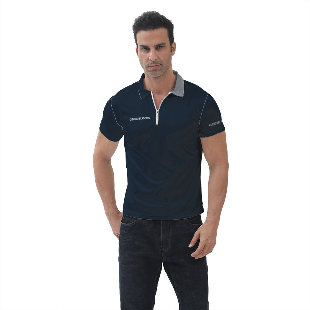 Zipped Short-sleeve Polo Shirt