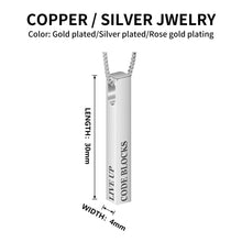 Load image into Gallery viewer, Engraved Vertical 3D Bar Necklace
