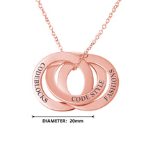 Load image into Gallery viewer, Engraved 3 Interlocking Russian Rings Necklace
