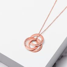 Load image into Gallery viewer, Engraved 3 Interlocking Russian Rings Necklace
