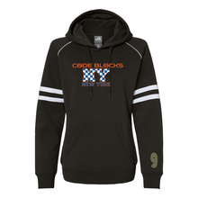 Load image into Gallery viewer, J. America 8645 Women's Varsity Fleece Piped Hooded Sweatshirt
