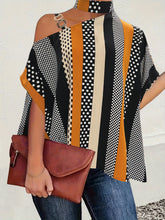 Load image into Gallery viewer, Cutout Color Block Mock Neck Blouse
