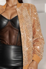 Load image into Gallery viewer, Sequin Zip Up Long Sleeve Jacket

