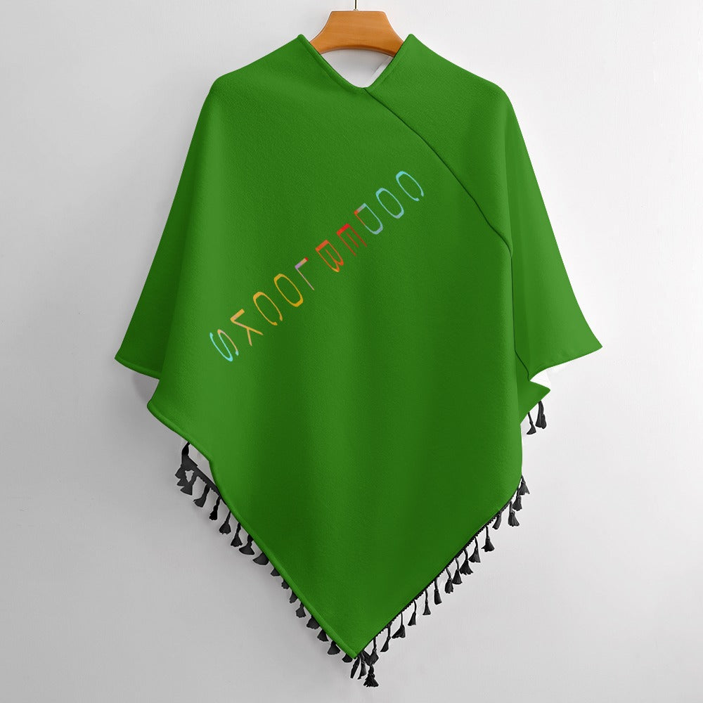 Knitted Cape With Fringed Edge