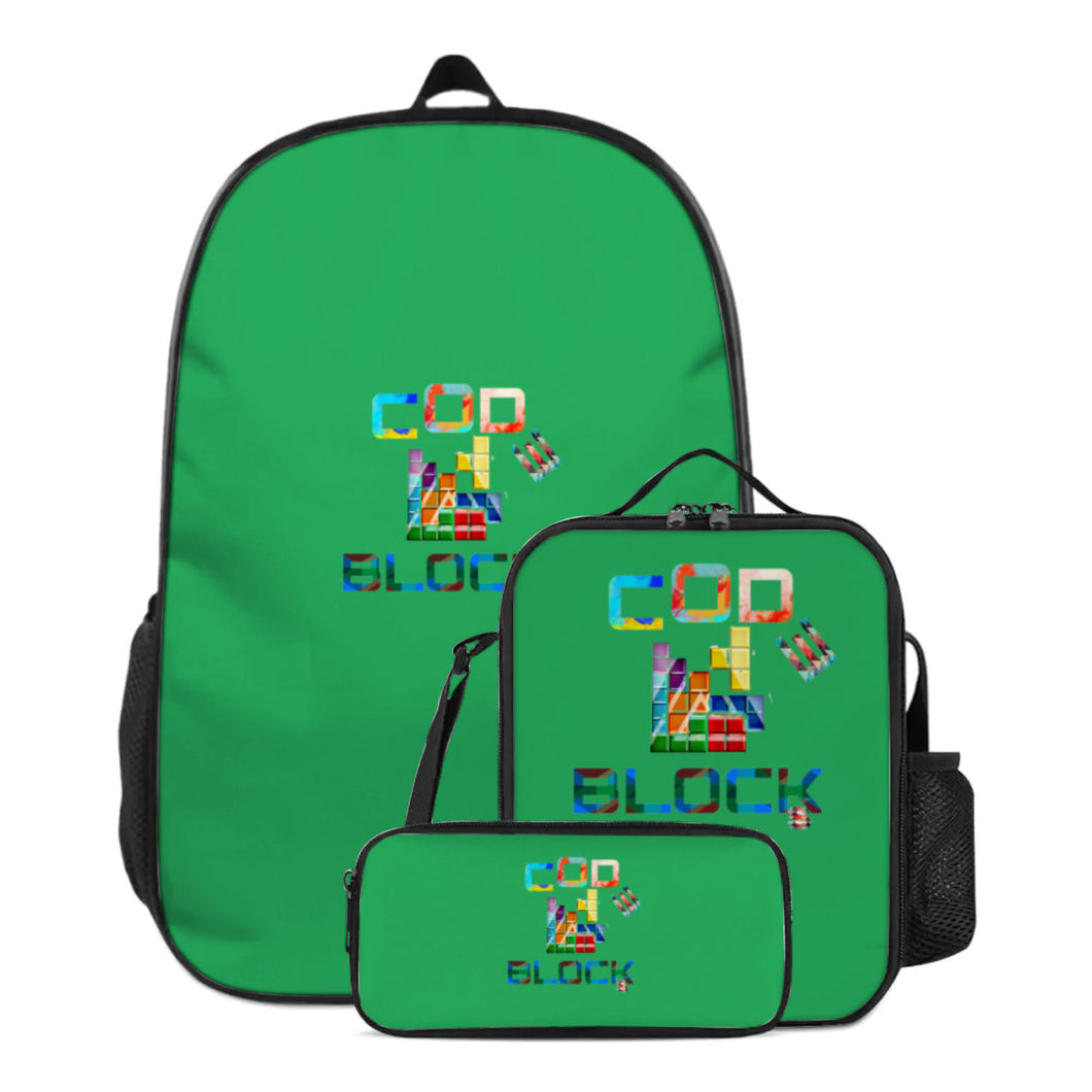17-inch School Bag (fishbone) + Thermal Insulation Bag + Pencil Case